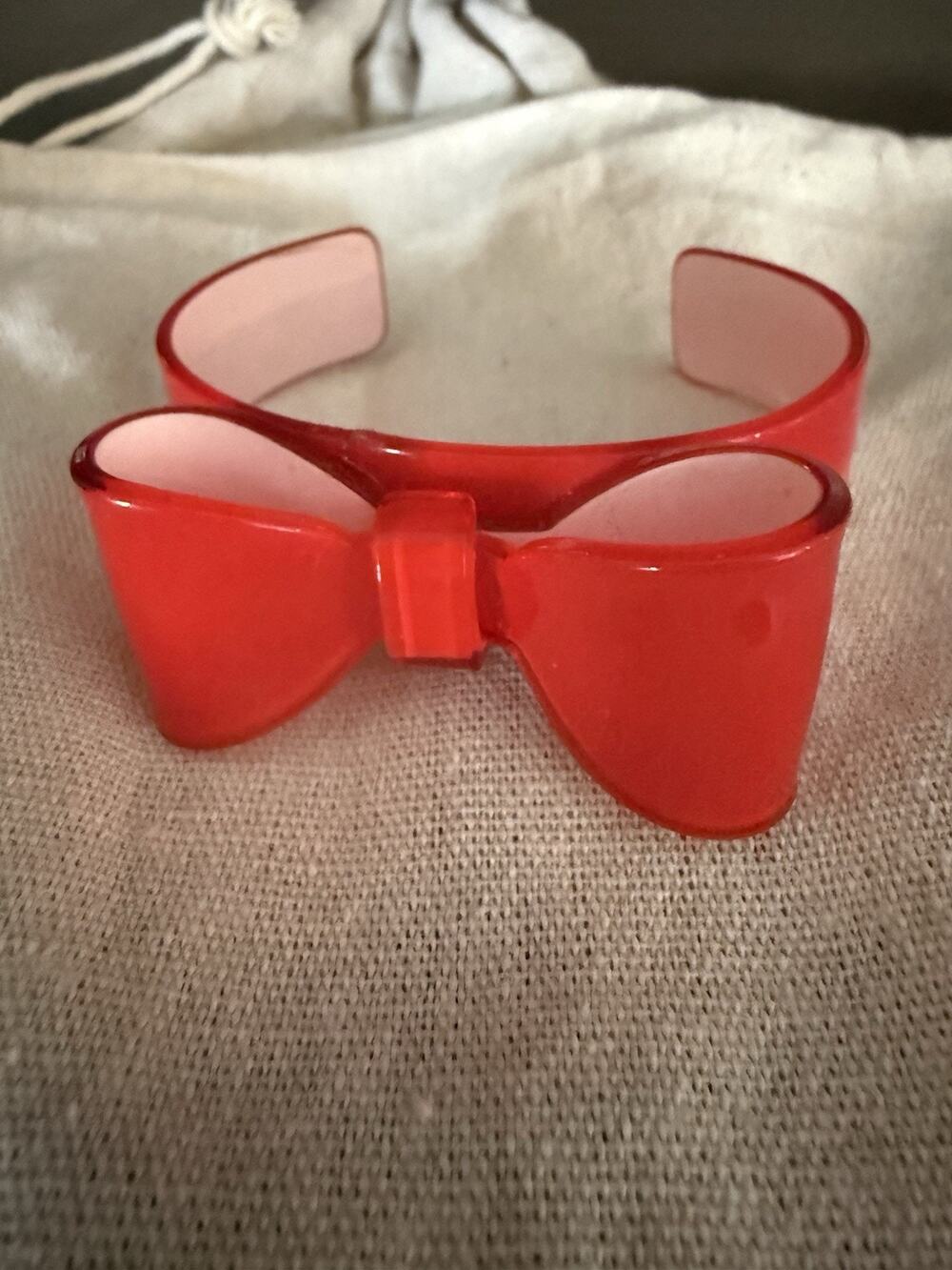 Vintage Red Bow Bangle Bracelet Red RARE